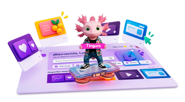 Tinguro, la mascota, sobre la plataforma